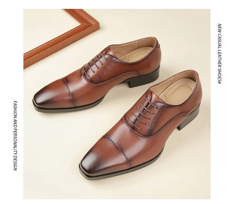 Genuine Leather Mens Dress Shoes Black Formal Social Shoe Male Business Wedding Derby for Man Luxury Italian Oxford Loafers 2024
