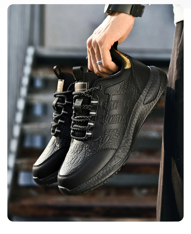 Chef shoes four seasons soft sole non-slip waterproof oil-proof kitchen work shoes men's plus size fashion casual light sneakers