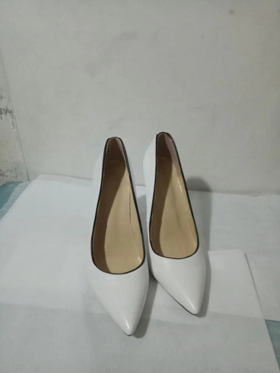 Spring and Autumn New Pointed Shallow Leather Single Shoes Metal Fine High Heel Banquet Dress Customized Large Size Women's Shoe