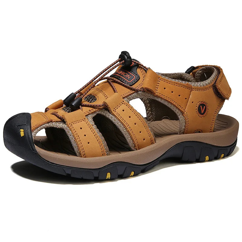 2026 Men Sandals Genuine Leather Mens Casual Shoes Outdoor Men Leather Sandals for Men Beach Shoes Roman mens Shoes