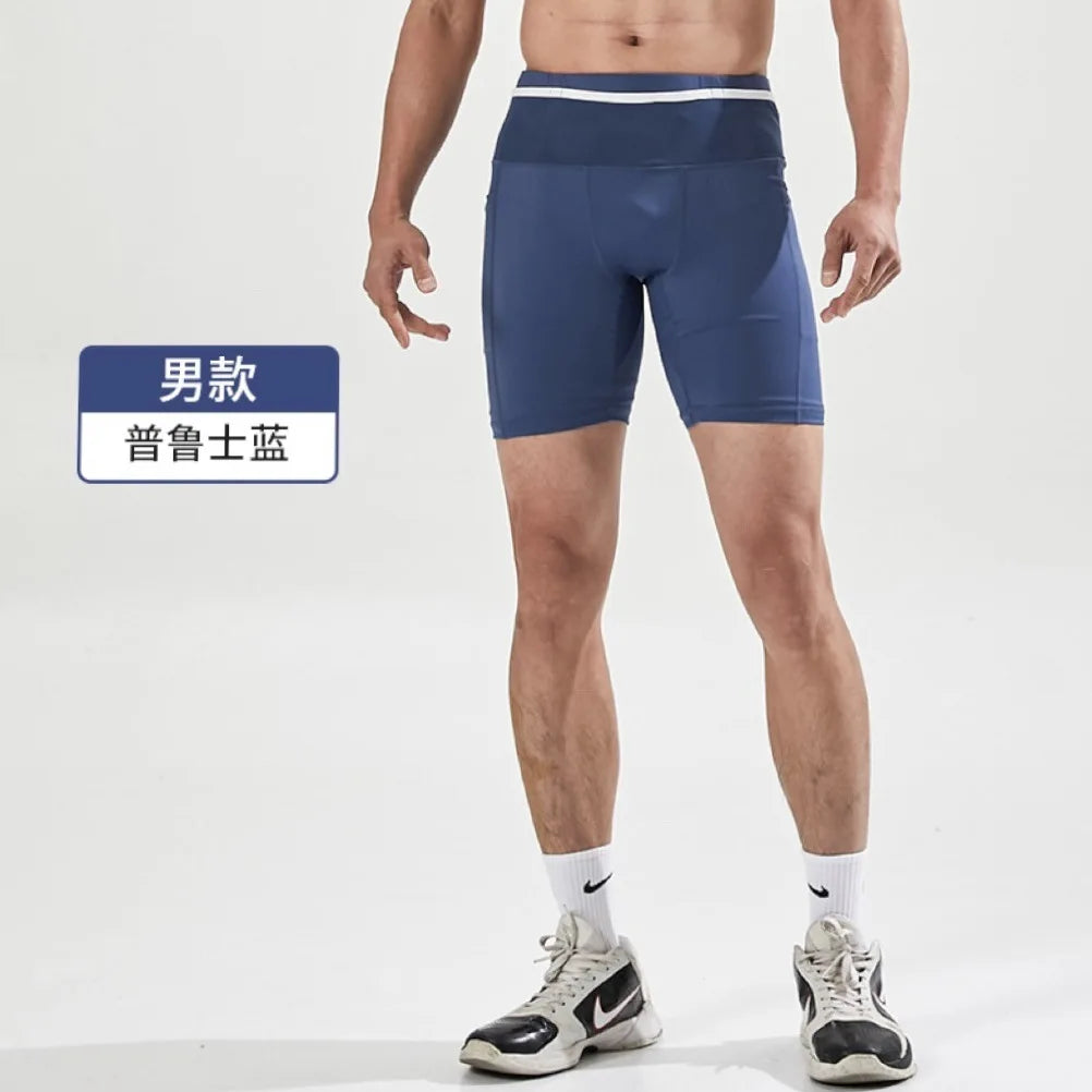 Compression Running Shorts Quarter Length Quick Dry Tight Fit with 6 Pockets for Marathon Training Trail Men Women Multi-Pocket