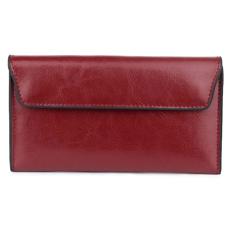 Luxurious Genuine Leather Women's Long Wallet Wallet Clutch 2-in-1 Credit Card Holder Wallet