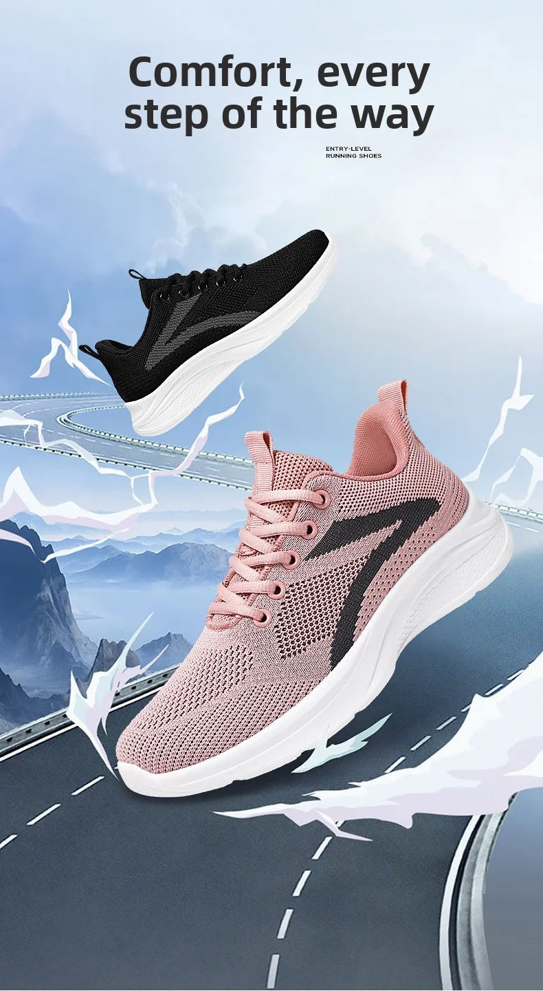 Women Casual Sport Shoes Breathable Lightweight Sneakers Outdoor Mesh Black Running Shoes Athletic Jogging Tenis Walking Shoes