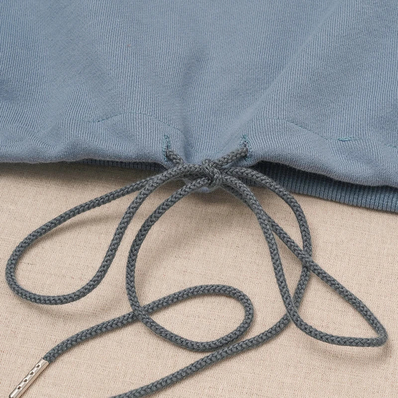 100% Cotton Women's Drawstring Sweatshirt Autumn New Casual Solid Long Sleeved Korean Fashion Streetwear Female Pullover