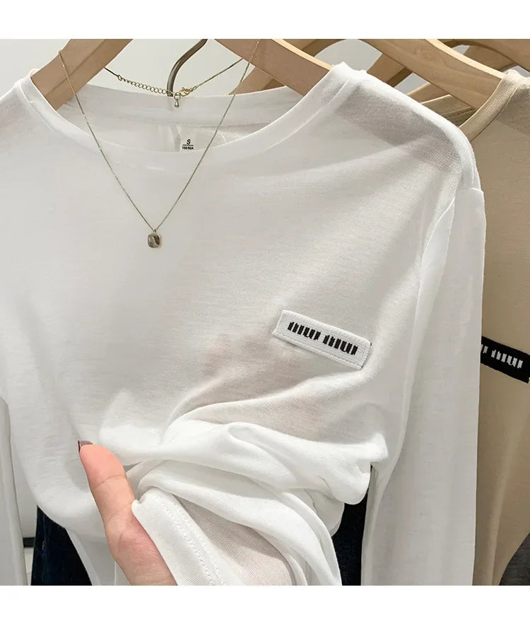 Laceleather Women's Long Sleeve T-Shirt Light Thin Sun Protection Base Layer Shirt Early Autumn New Style Label Attached