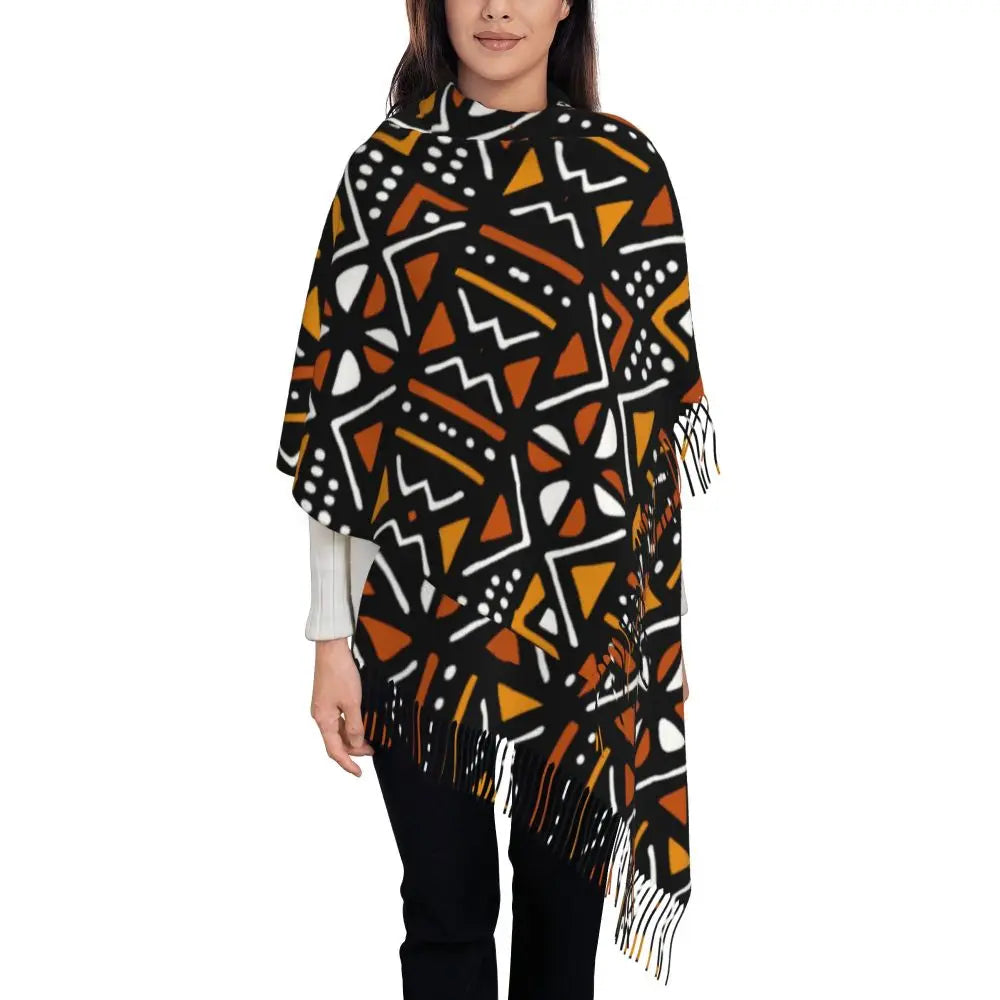 Custom Printed African Bogolan Scarf Men Women Winter Fall Warm Scarves Africa Ethnic Tribal Art Shawl Wrap