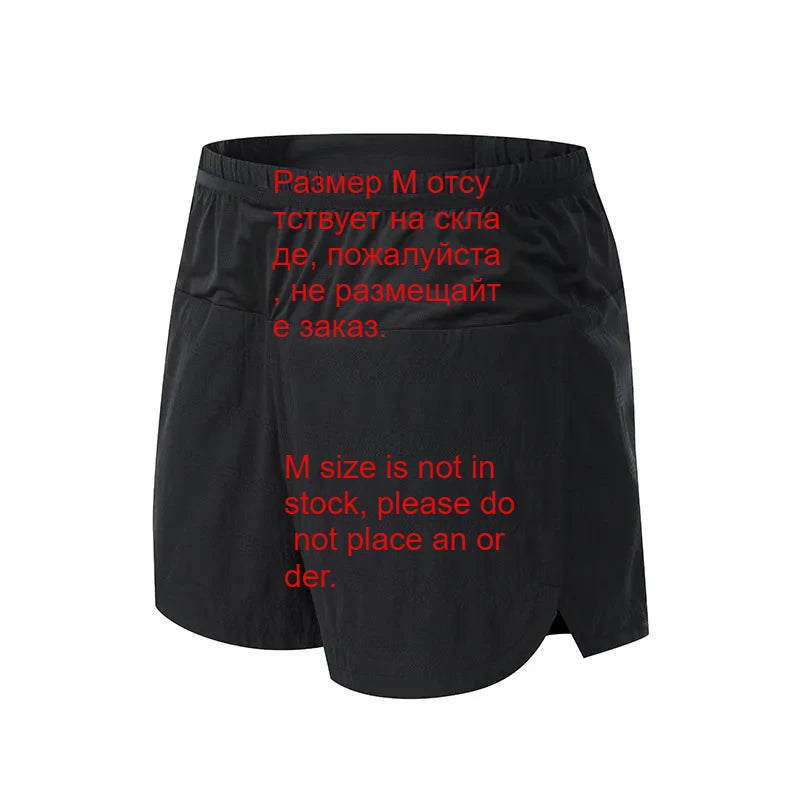 Men's Sports Shorts Quick Drying Fitness Professional Marathon Training Double-layer Three-quarters Running Shorts