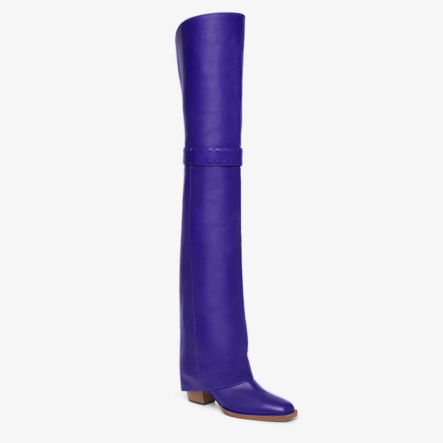 Elegant Temperament of European and American Women, Thick High Heels, Skirt Hem, Knee High Boots, Oversized Retro Knight Boots