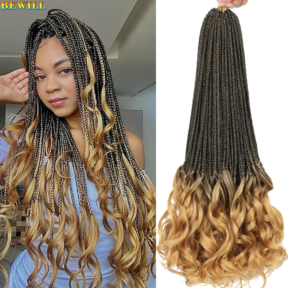 14 18 24 Inch French Curl Crochet Braids Boho Goddess French Curl Box Braids Crochet Hair Synthetic French Curly Braiding Hair