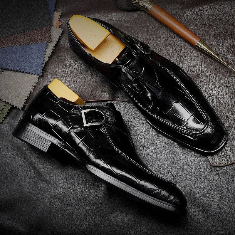 Retro Men Dress Shoes Business Loafers Slip on Pointed Toe Leather Shoes Party Formal Shoe Handmade Casual Men Shoes Plus Size48