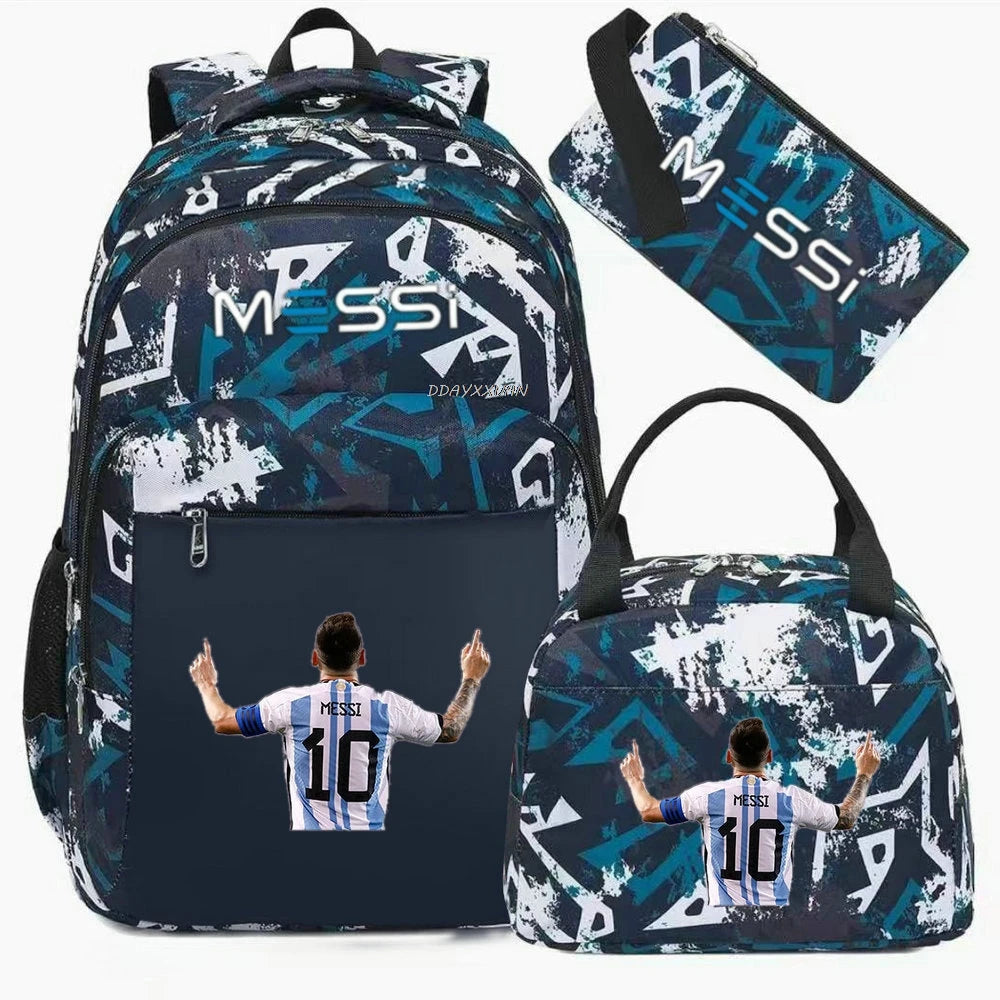 Messi Backpack Teenage Girl Boys Laptop Knapsack Student Backpacks Solid Color Female Male Multi-pocket School Bags Travel Bag