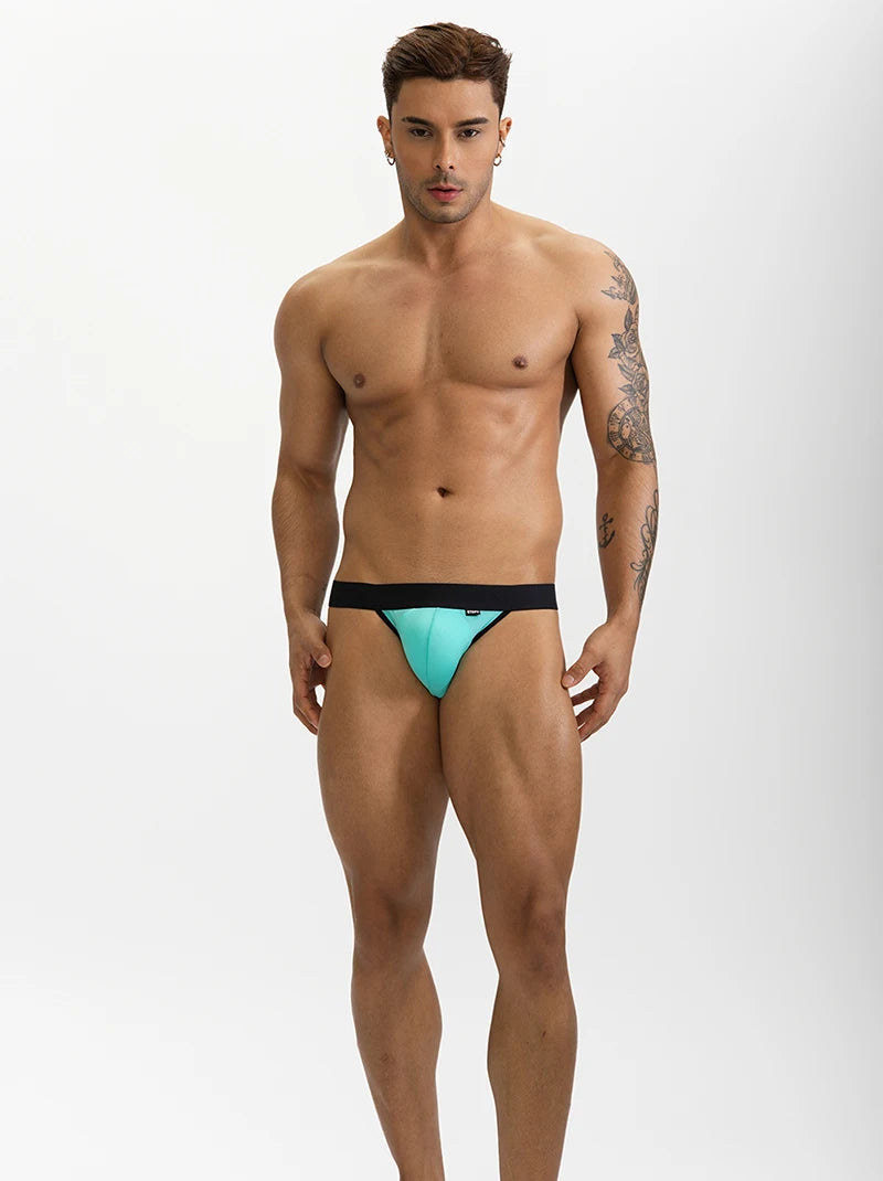 Sexy Man Underwear G-String Ice Silk Gay Men's Underpants Jockstrap Bikini Slip Mens Tanga String Thong Back Open T-Back Panties