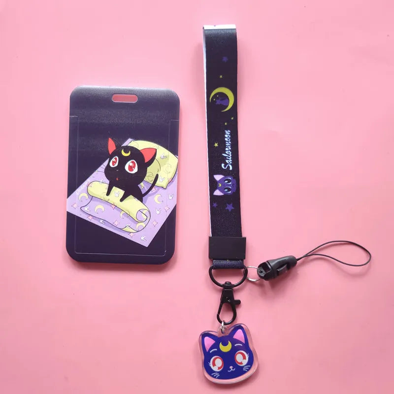 New Cartoon Girls Anime Lanyard Credit Card ID Holder Bag Student Women Travel Bank Bus Business Card Cover Badge