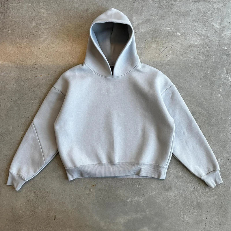 Men's Casual Solid Hooded Pullover Straight Pants 2 Piece Set Tracksuit For Fashion Loose Hoodies Sweatshirt Wide Leg Sweatpants