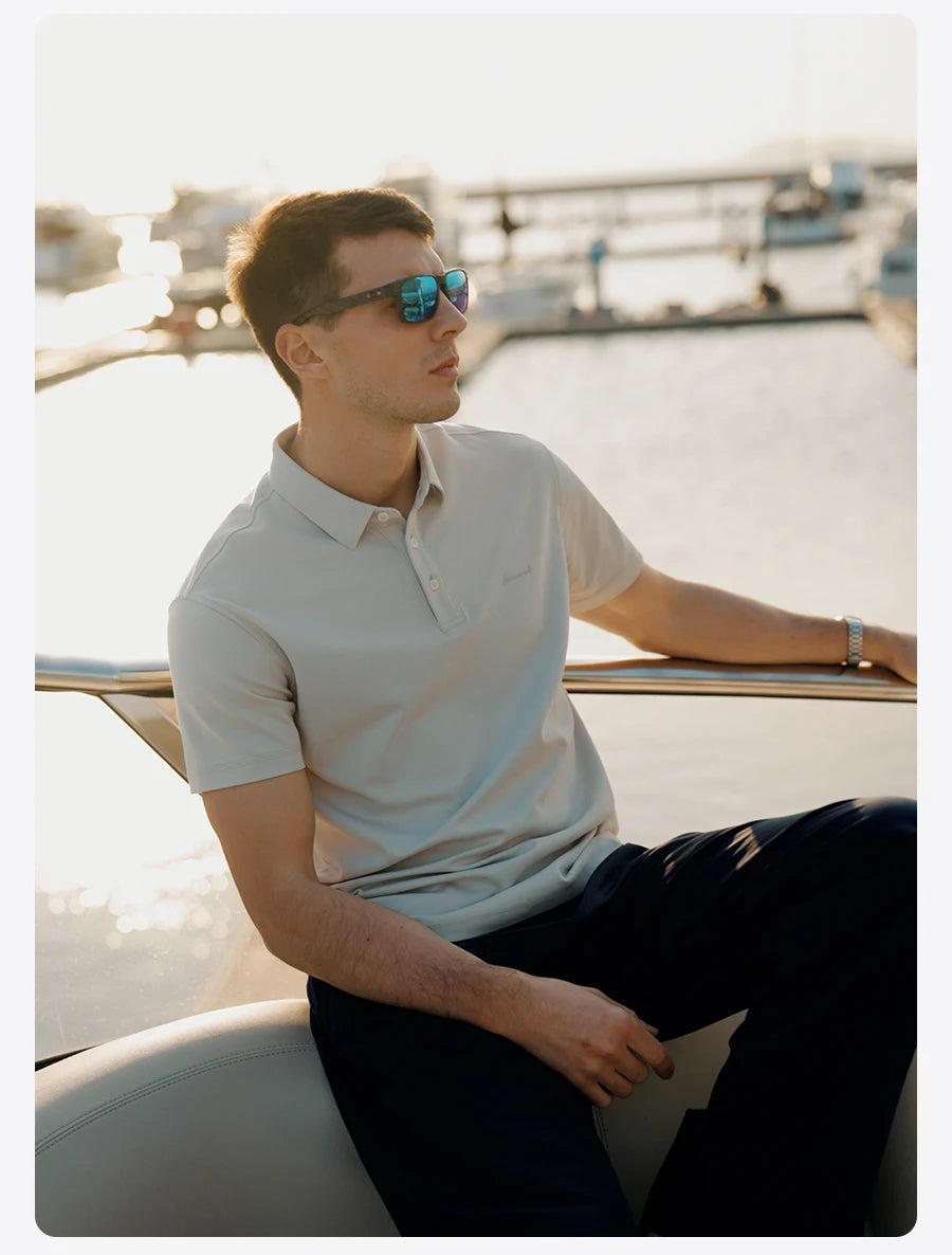 SIMWOOD 2026 Summer New 230gsm Sorona Cotton Pique Polo Shirt Men Regular Fit Short Sleeve Breathable Smart Casual Golf T-Shirt