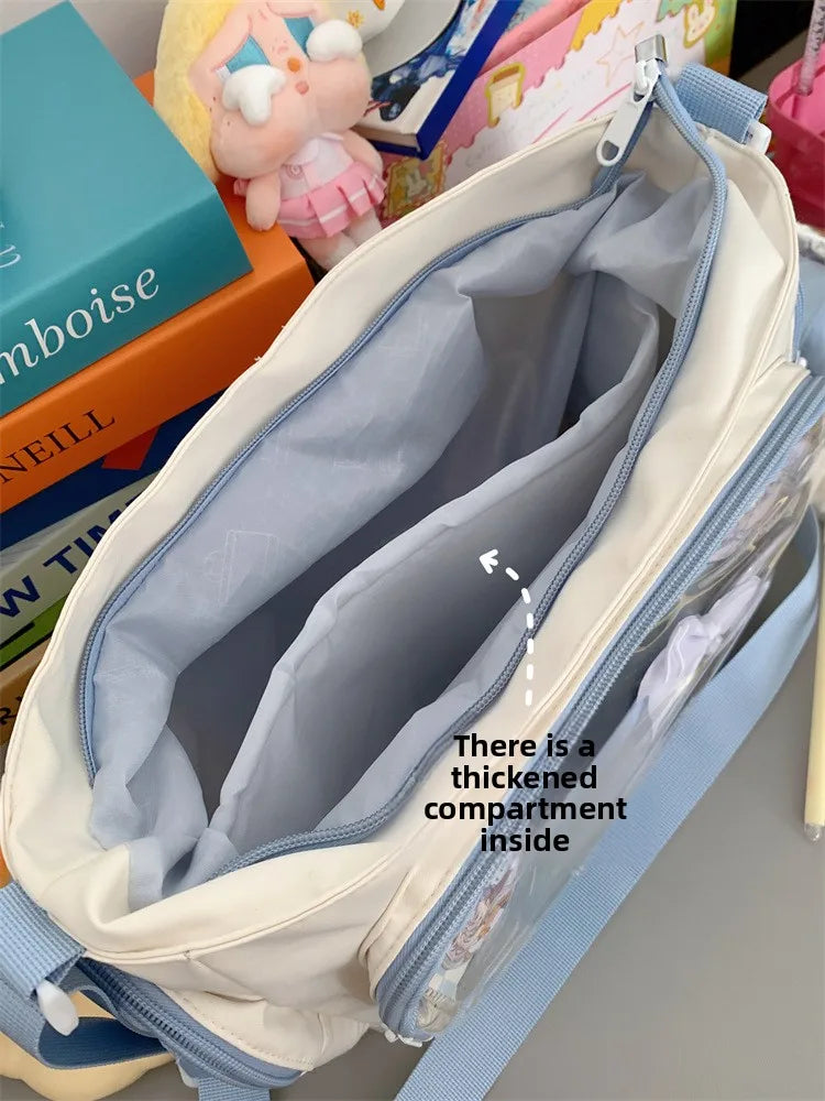 Trendy Transparent Simple Crossbody Bag for Girls Large Capacity School Shoulder Bag Comfortable and Versatile Texture Ita Bag