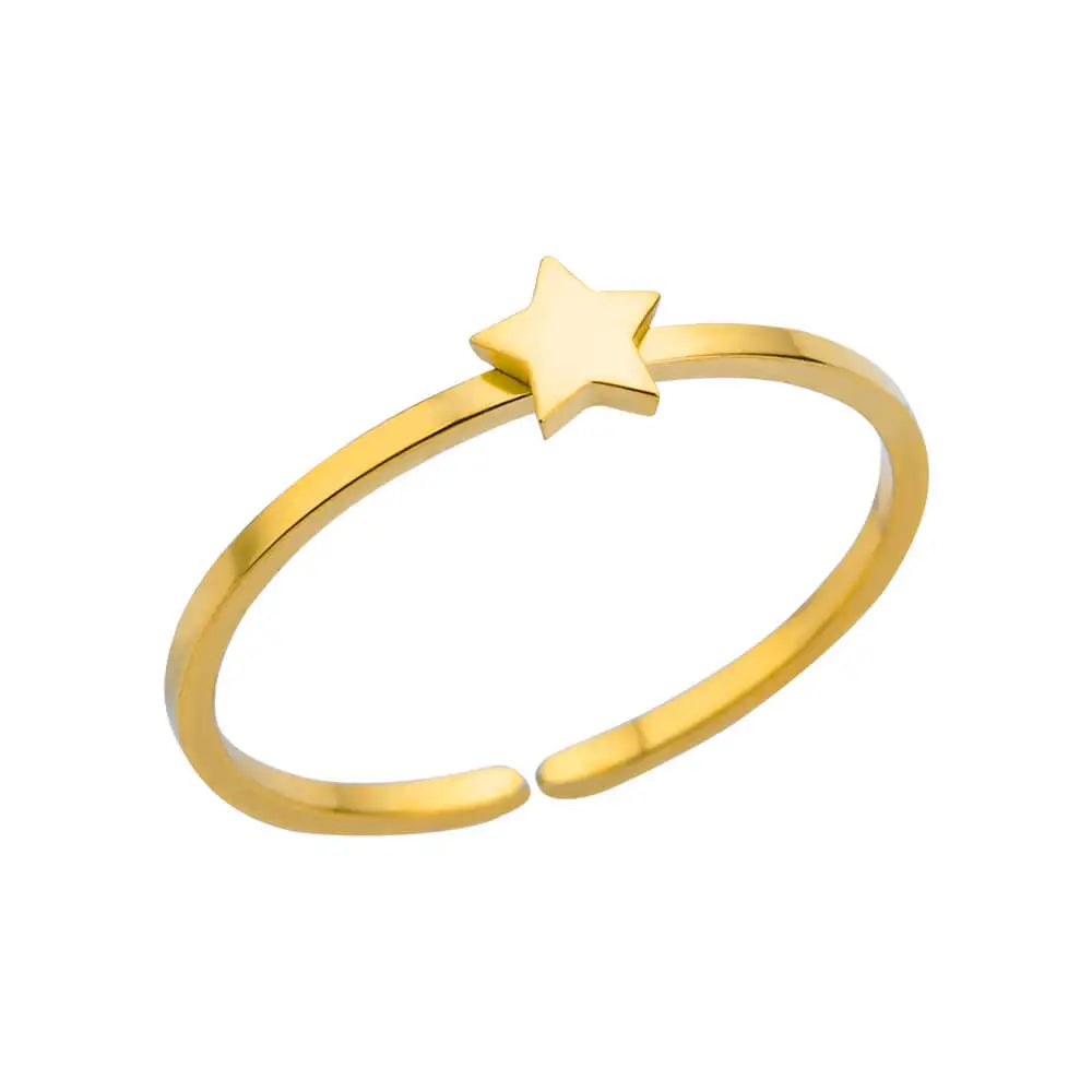 Zircon Moon Star Rings For Women Stainless Steel Glowing Moon Star Adjustable Finger Ring Aesthetic Wedding Jewelery Gift Femme