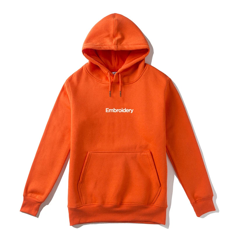 Top Quality Custom Embroidery Cotton Hoodie Your Design Brand Company Logo Text Men Womens Thick Fleece Warm Sweatshirt 350gsm