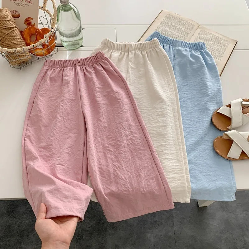 Casual Teen Girl Clothes  2 To 8  9 12 Years Kids Girls Pants Solid Color Trousers Children's Pants For Cute Elegant Girl Wear