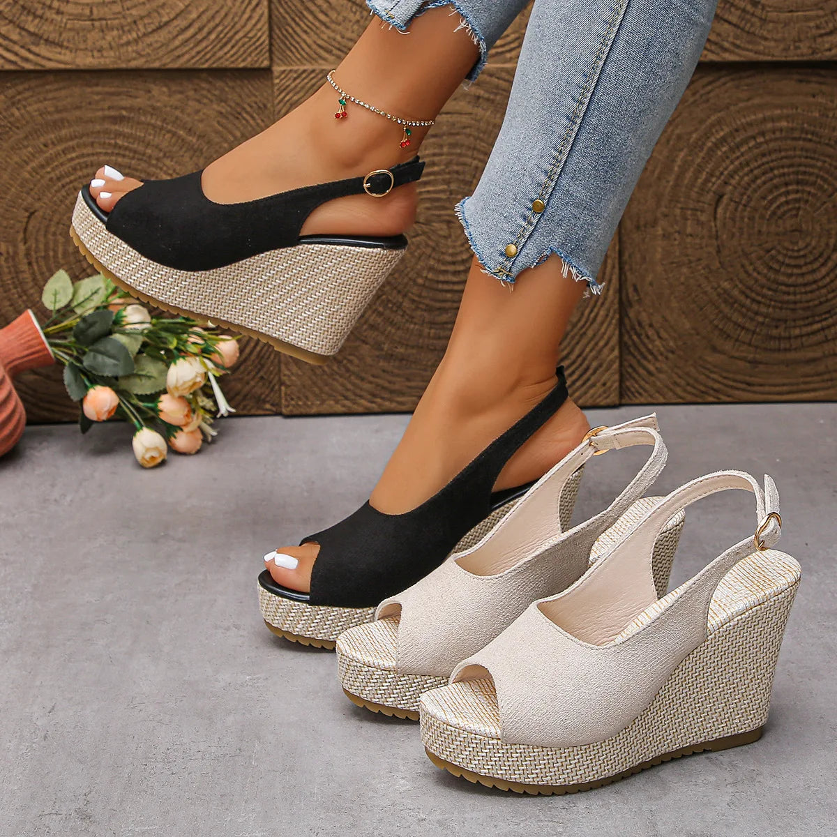 Summer new fashionable height-increasing and wear-resistant fish-mouth sandals and thick-soled Roman sandals