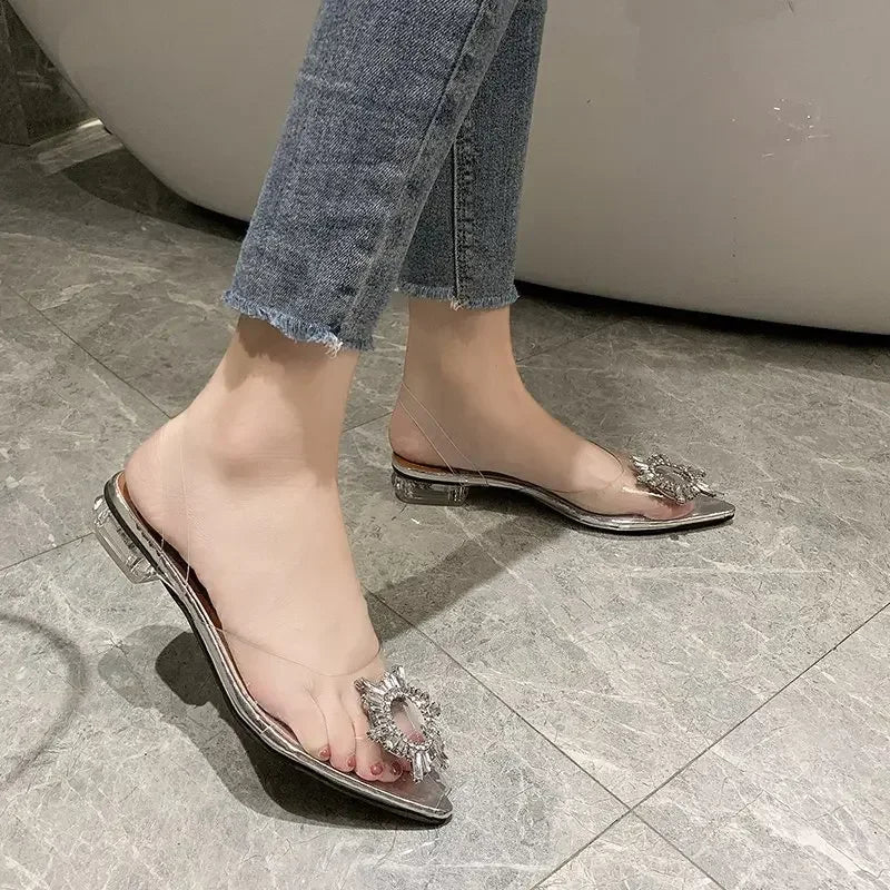 BCEBYL Spring and Autumn Fashion New Sexy Banquet Transparent Comfortable Crystal Women's High Heels Zapatos Mujer