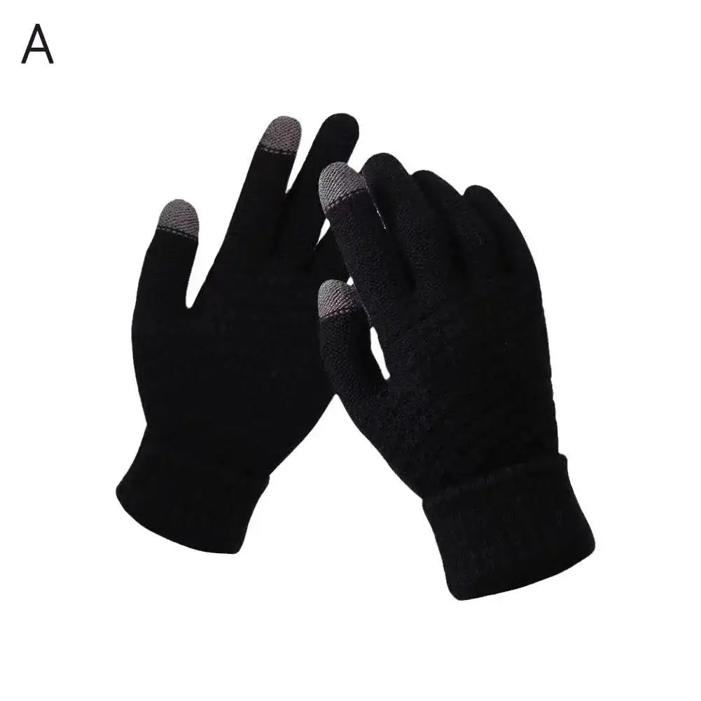 Women Men Warm Winter Touch Screen Gloves Stretch Classical Knit Mittens Wool Full Finger Outdoor Cycling Driving Glove BAZAARHUBO