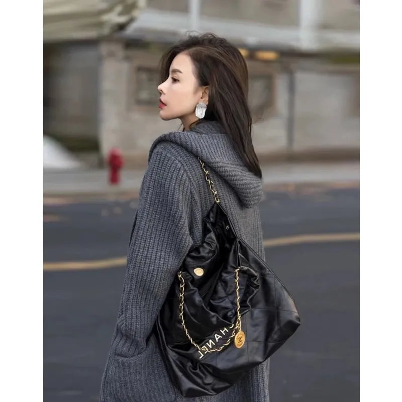 European hooded cardigan women's mid-length 100% cashmere sweater autumn and winter loose high-end lazy wind sweater coat
