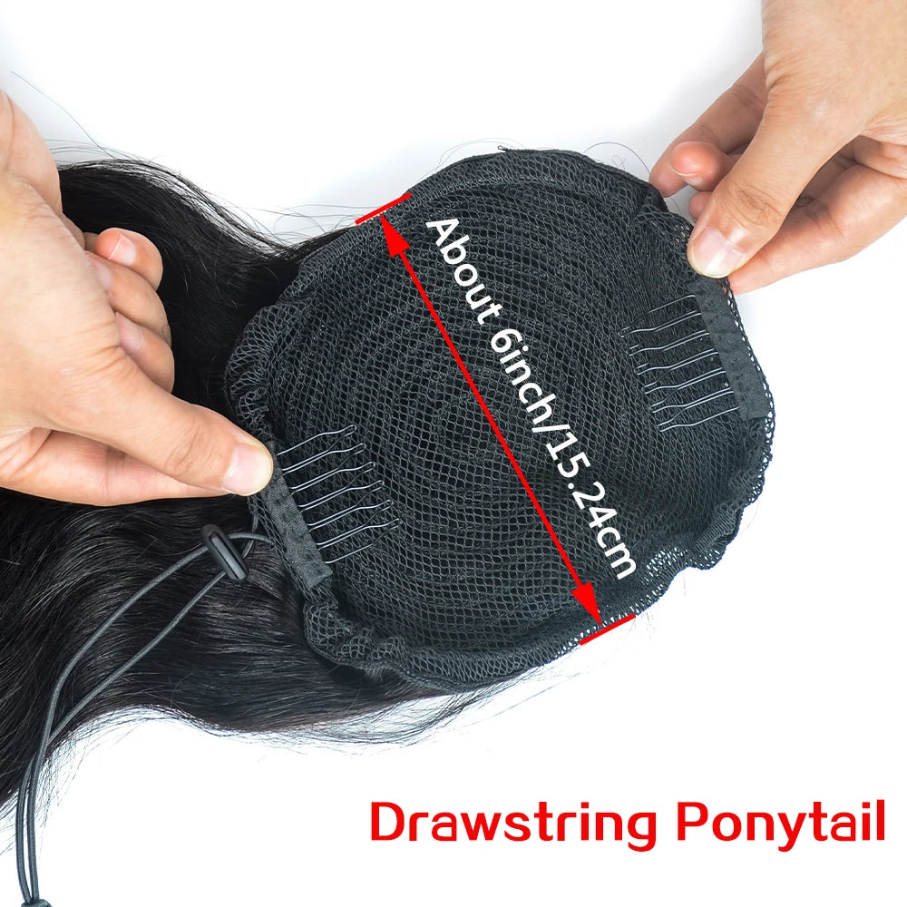Body Wave Drawstring Ponytail Human Hair Extensions Brazilian Remy Hair Clip Ins For Women Aliballad Ponytail 150g 2 Combs