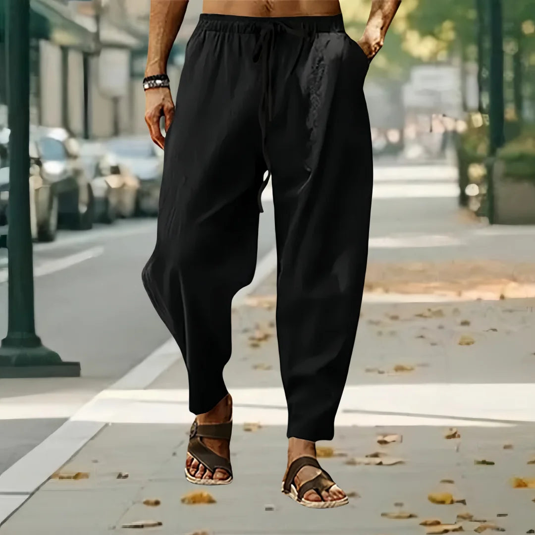 2025 New Fashion Mens Linen Wide Pants Trousers Oversize Sports Streetwear Male Spring Yoga Pants Casual Men Clothing Sweatpants