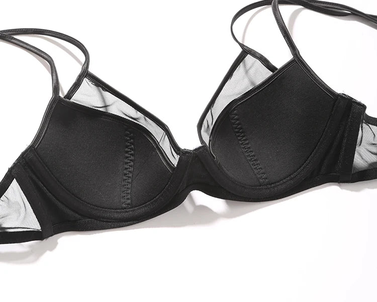 Deep V Push-Up Brief Sets French Bra Thin Sexy Double Shoulder Straps Upper Collection Side Breast Anti-sagging Daily Bra Set