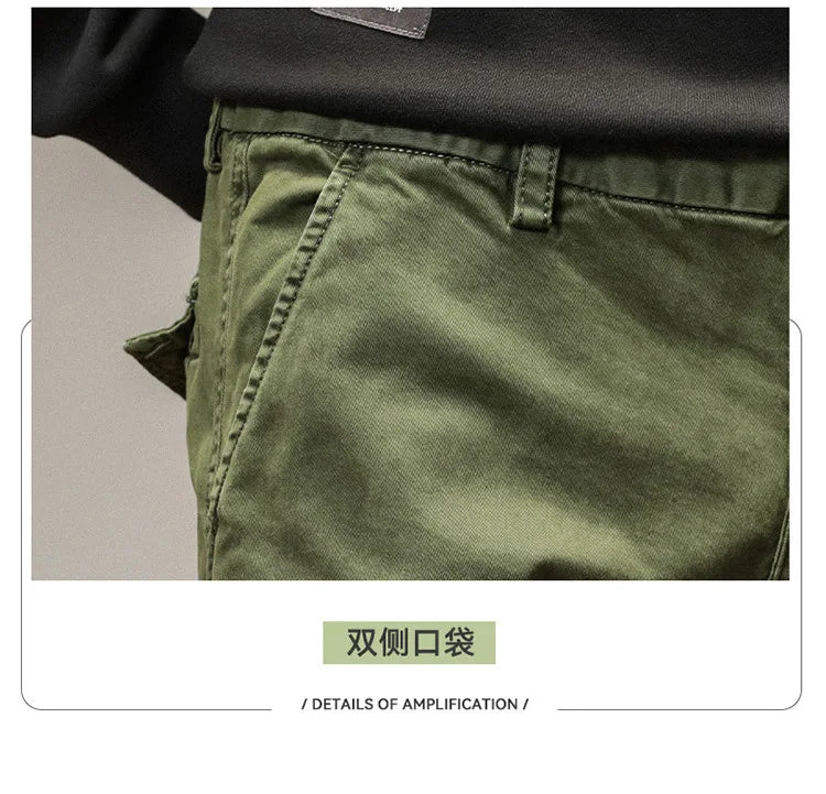 The new men's American retro sporty design in 2025 features multi-pocket, versatile drawstring work pants and stretch trousers