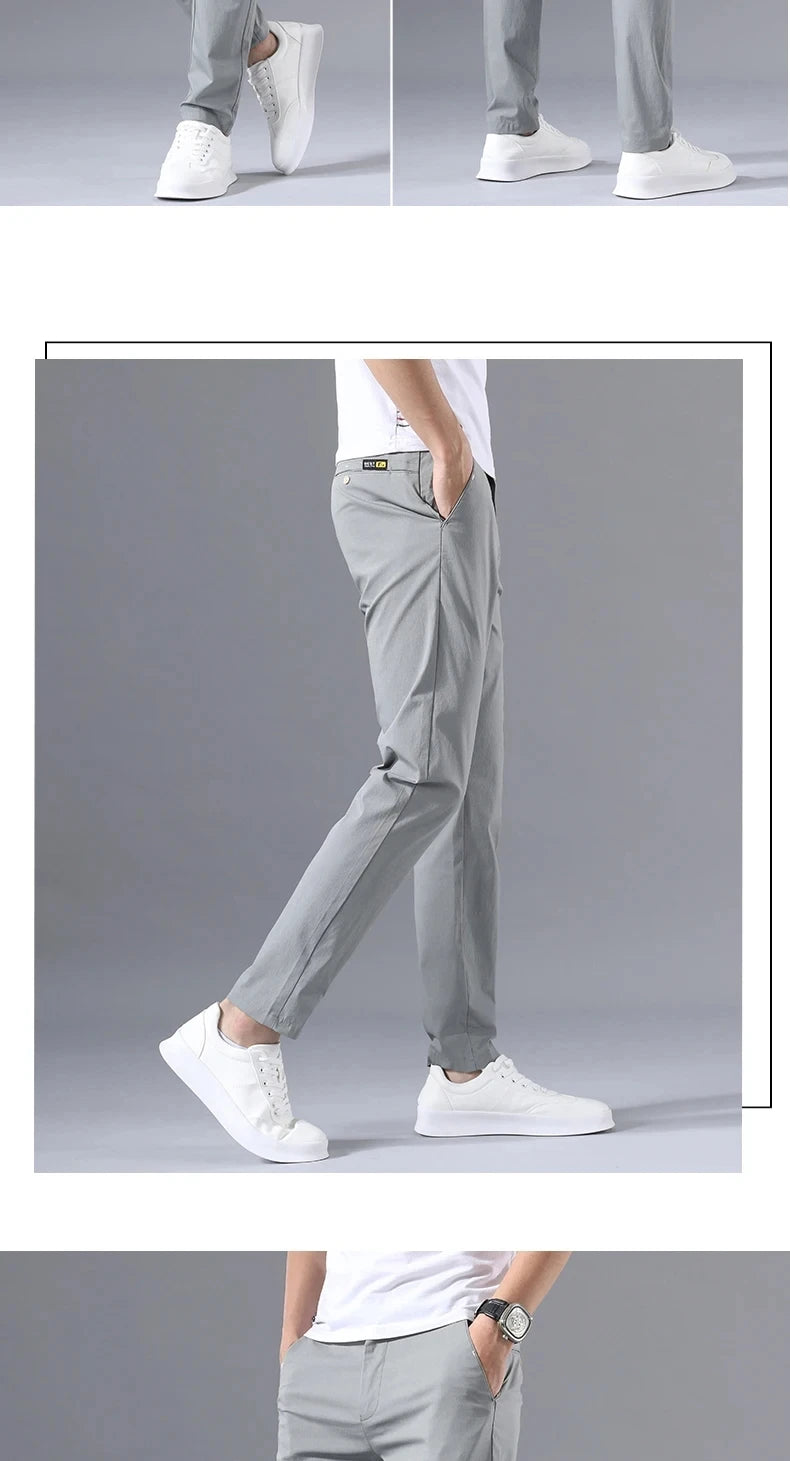 2025 Spring Autumn Thin Slim Men Casual Pants Classic Business Cotton Stretch Golf Trousers Korean Fashion Male Clothing Pants