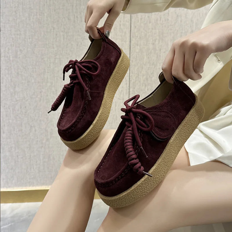 AIYUQI Genuine Leather Women's Shoes 2025 New Flat Non-slip  Derby Female Shoes Large size Lace-up Loafers For Women