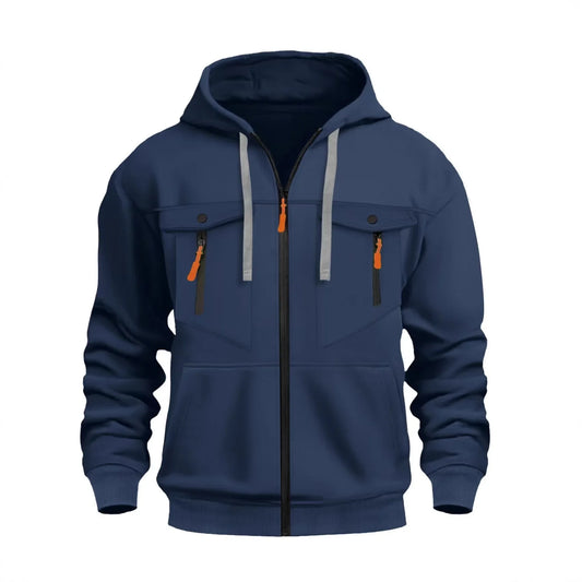 Casual Men's Zip-Up Hoodie Trendy Streetwear Comfortable Loose Fit Autumn Winter keep warm Sweatshirt Fashionable Men's Clothing