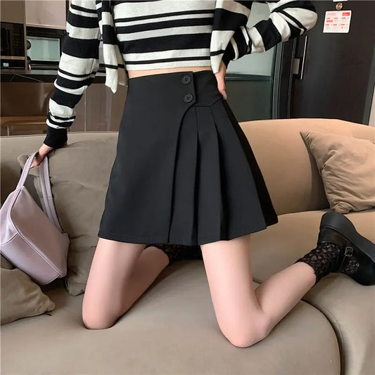 Khaki Color Skirt Female Design Sense Niche 2025 Summer New High -waisted A -line Skirt Irregular Pleated Skirt