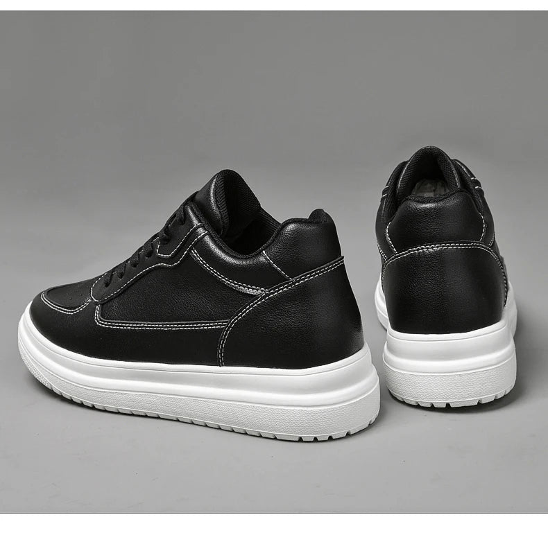 6 8 10cm Height Increasing Men Shoes High Quality Casual Leather Shoes Lace Up Platform Vulcanized Shoes Luxury Sneakers for Men