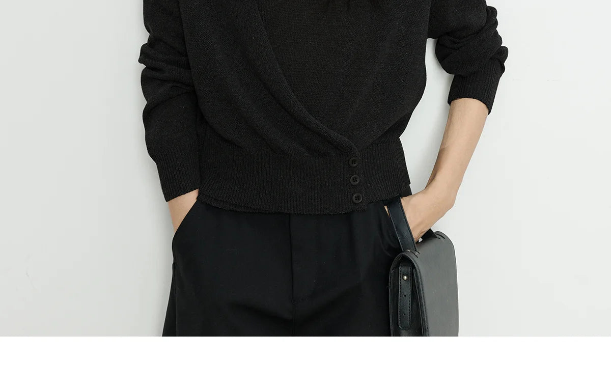 Fashion Retro Knitted Sweater for Women in Spring 2025 New Round Neck Long Sleeve Loose Top Solid Color Personalized Pullover
