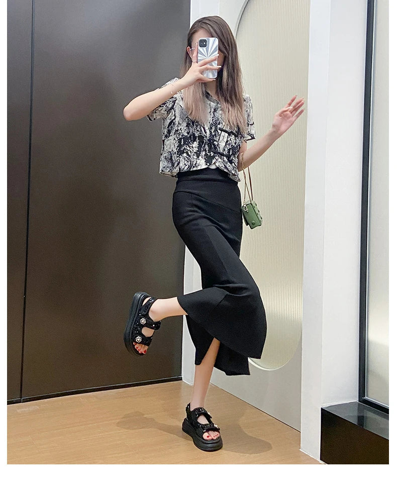 Women's Platform Sandals Handmade Leather Rubber Bottom Flat Sandals Metal Decorative Element Summer Casual Ladies Outdoor Shoes
