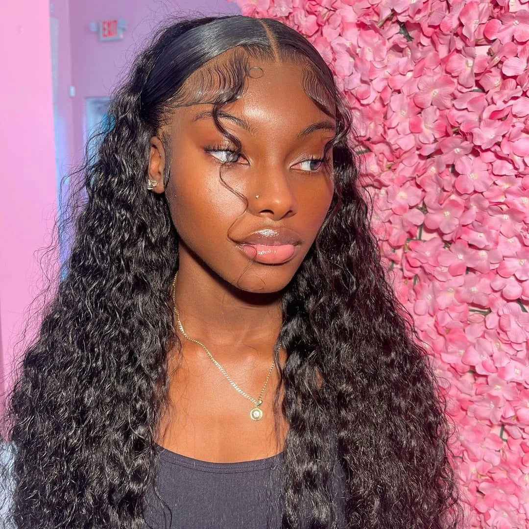300% High Density Burmese Curly Lace Front Human Hair Wigs HD Transparent 13x6 13x4 Deep Wave Lace Frontal Wig Real Virgin Hair 40 46 Inch Water Wave Human Hair Wigs For Women Preplucked Hairline