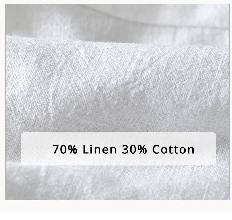 70% Linen,30% Cotton Men's Drawstring Elastic Waist Casual Pants, Straight Loose Ramie Trousers, Camping Fishing Comfortable
