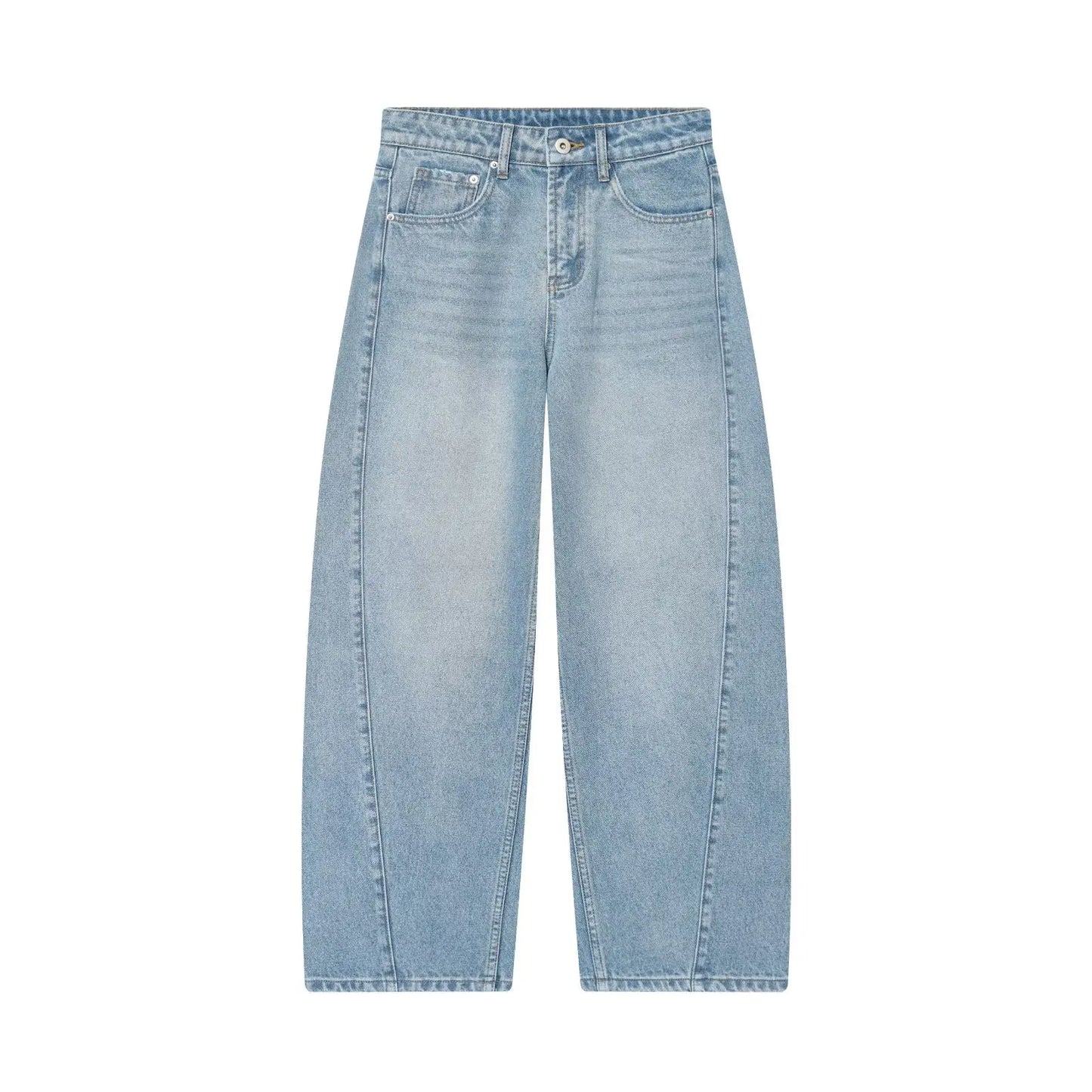 HH Women Fashion Baggy Straight Jeans Casual Loose Mid Waist Denim Pants Autumn Female High Street Chic Trousers Jeans