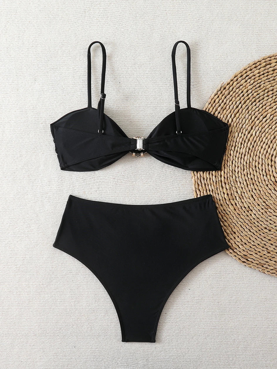High Waist Bikini Women's Swimsuit Two-piece Bathing Suits Bandeau Woman Swimwear 2026 Trend Bikinis Sets Brazilian Beach Wear