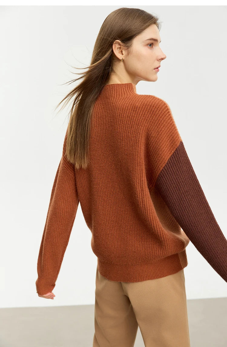 AMII Minimalism Sweaters Women 2024 Spring Street wear Spliced Knitted Top Drop Sleeve Loose Full Pullovers Sweaters 12344144