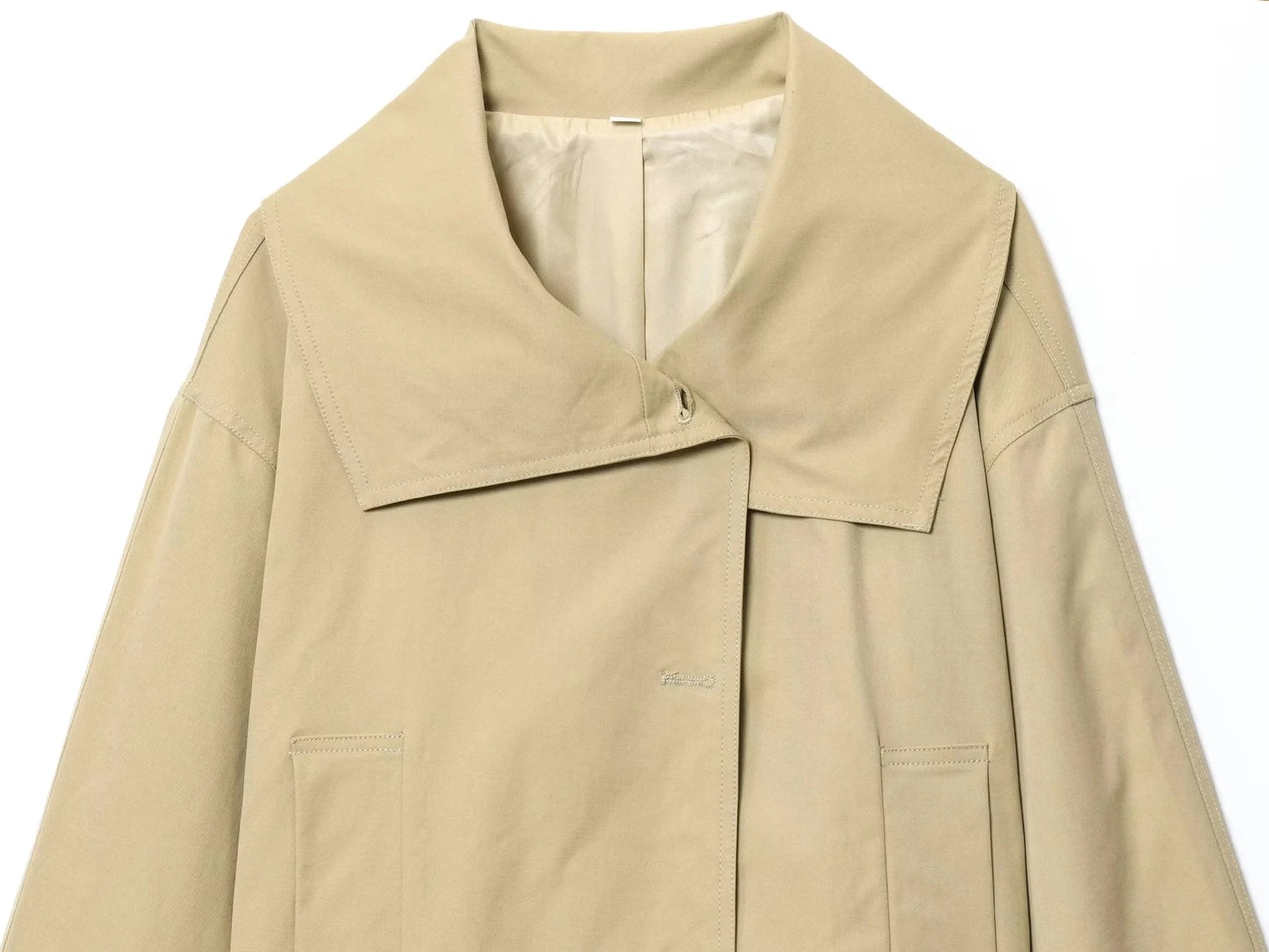 KONDALA Office Lady Khaki Suits Women Long Sleeve Sashes Button Trench Jakcets Wide Leg Button Shorts Fashion 2025 Autumn Suits