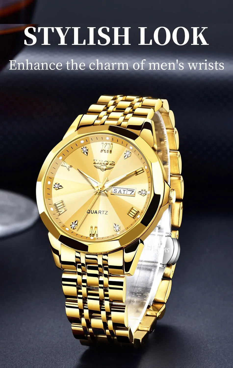LIGE New Quartz Watch For Men Top Luxury All Steel Design Fashion Business Wristwatch Men Waterproof Watches Man Montre Homme