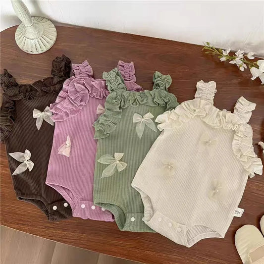 HY2816 Baby Girl Summer Outfit Strap Romper Onesie: Breathable Lightweight Clothing for Infant Girls