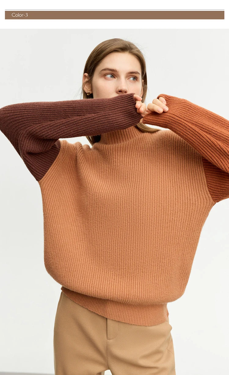 AMII Minimalism Sweaters Women 2024 Spring Street wear Spliced Knitted Top Drop Sleeve Loose Full Pullovers Sweaters 12344144
