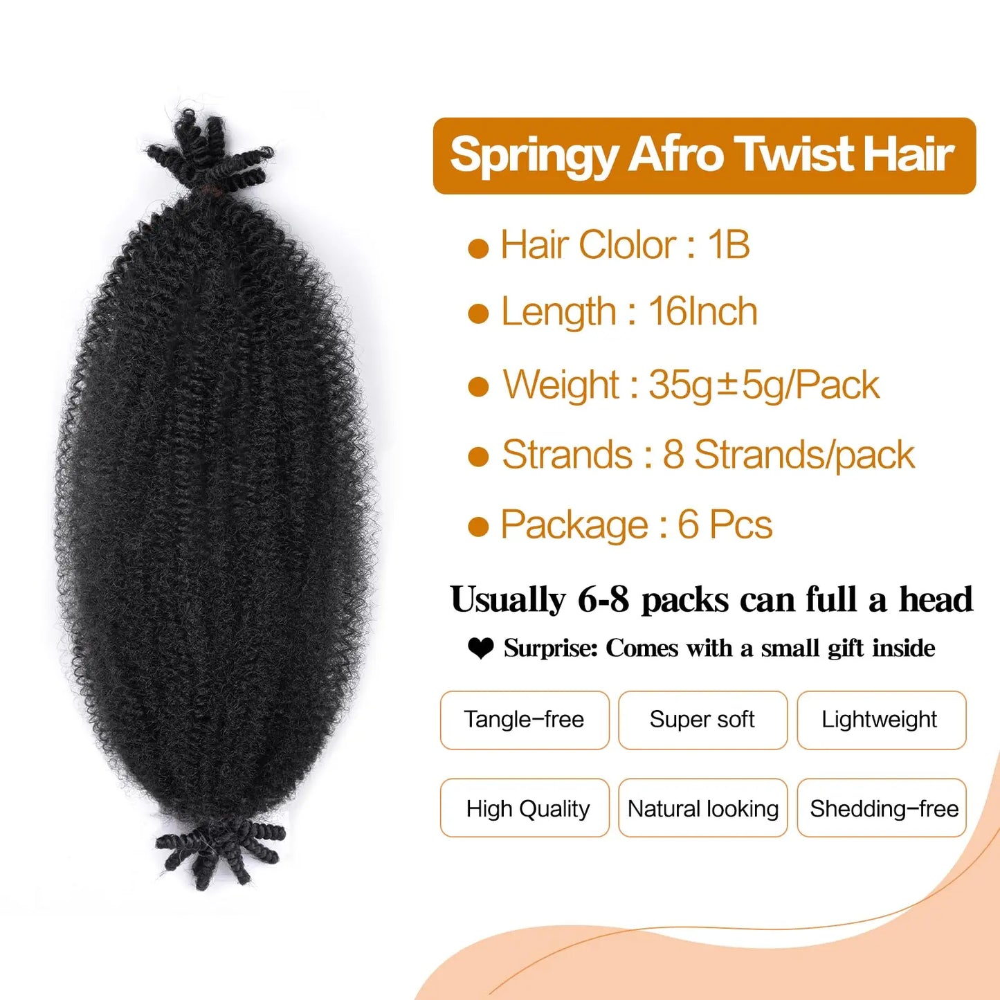 Pre-Separated Springy Afro Twist Hair Suitable for Damaged Soft Locs Synthetic Marley Twist Braiding Hair for Black Wome