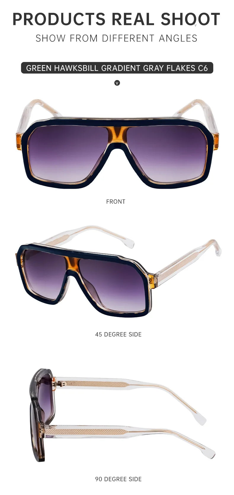 Retro Pilot Men Sunglasses Fashion Clear Gradient Shades UV400 Women Luxury Square Sun Glasses BAZAARHUBO