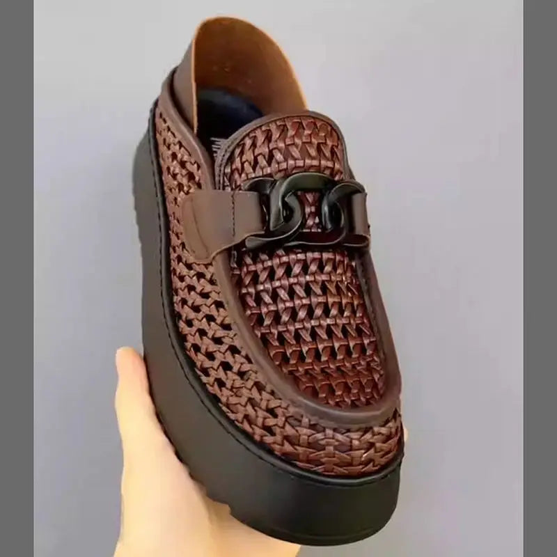 2026 New Thick Soled Height Increasing Trend Breathable Loafers for Casual Wear, Fashionable and Versatile Men's Shoes，39-44